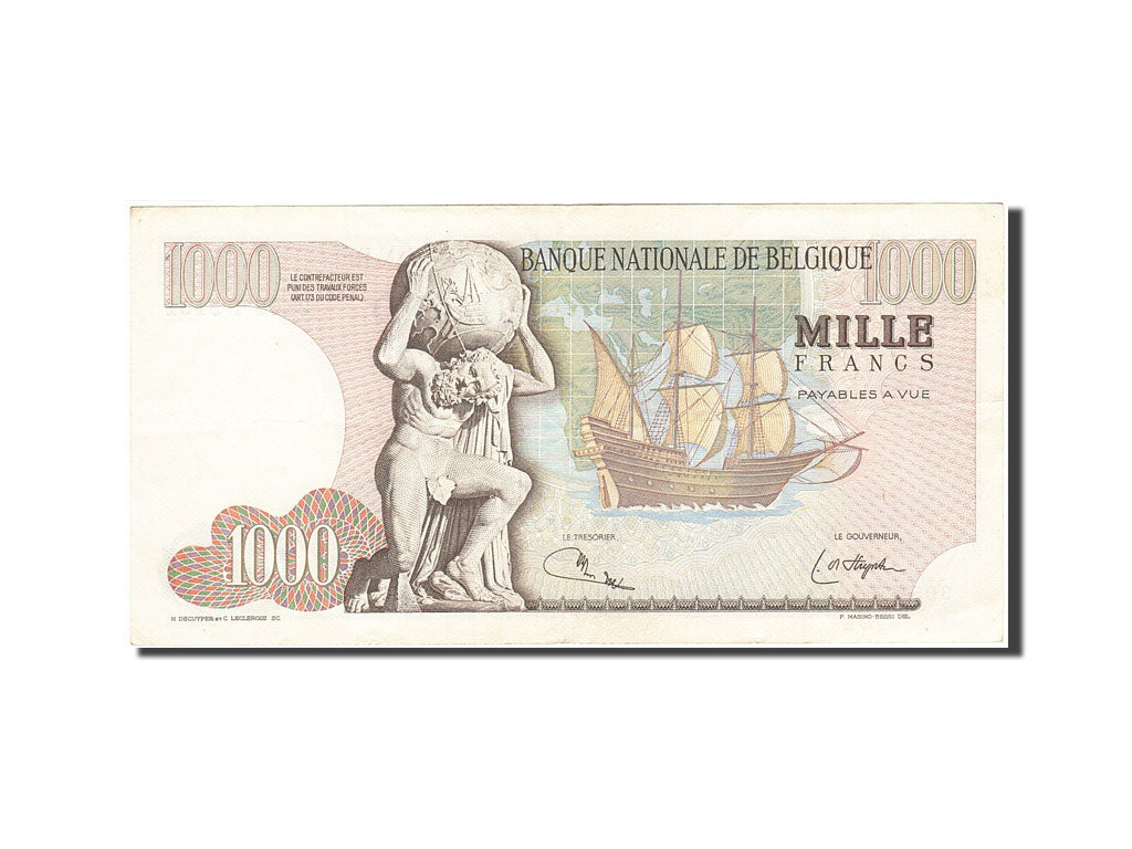 Belgium, 1000 Francs, 1961-1971, KM:136b, 1976-01-05, AU(50-53)