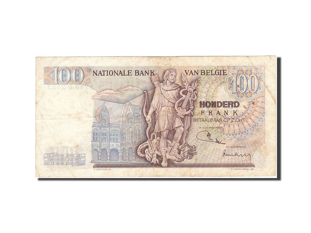 Banknote, Belgium, 100 Francs, 1961-1971, 1972-03-02, KM:134b, VF(30-35)