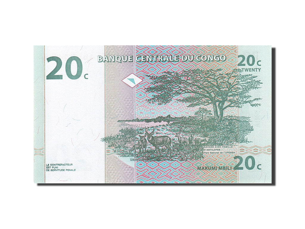 Banknote, Congo Democratic Republic, 20 Centimes, 1997, 1997-11-01, KM:83a