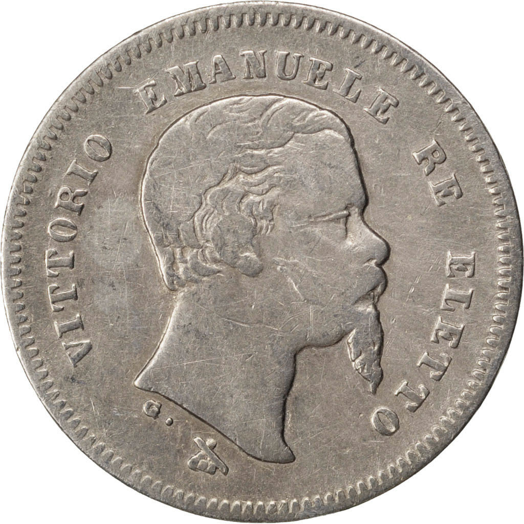 Coin, ITALIAN STATES, EMILIA, Vittorio Emanuele II, 50 Centesimi, 1860