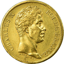 Moneta, Francia, Charles X, 40 Francs, 1824, Paris, BB, Oro, KM:721.1