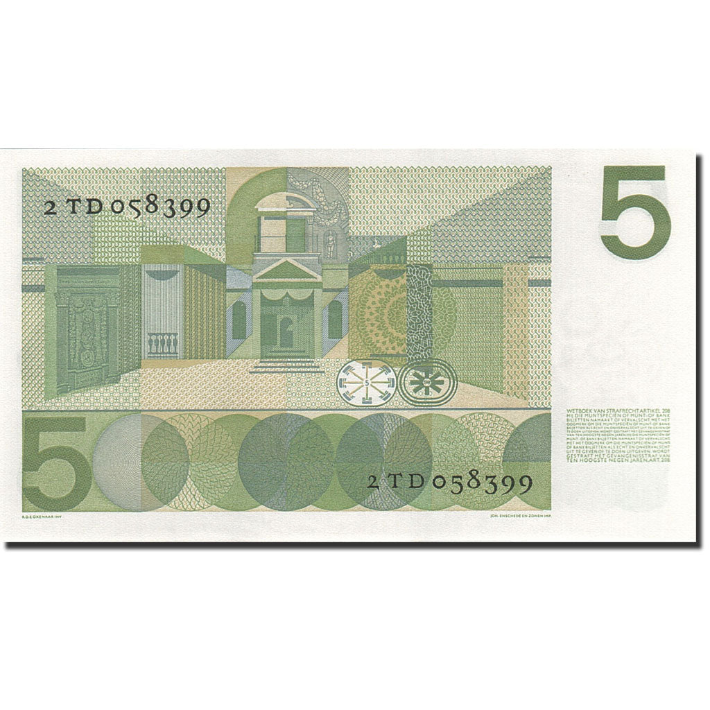 Banknote, Netherlands, 5 Gulden, 1966-1972, 1966-04-26, KM:90a, UNC(63)
