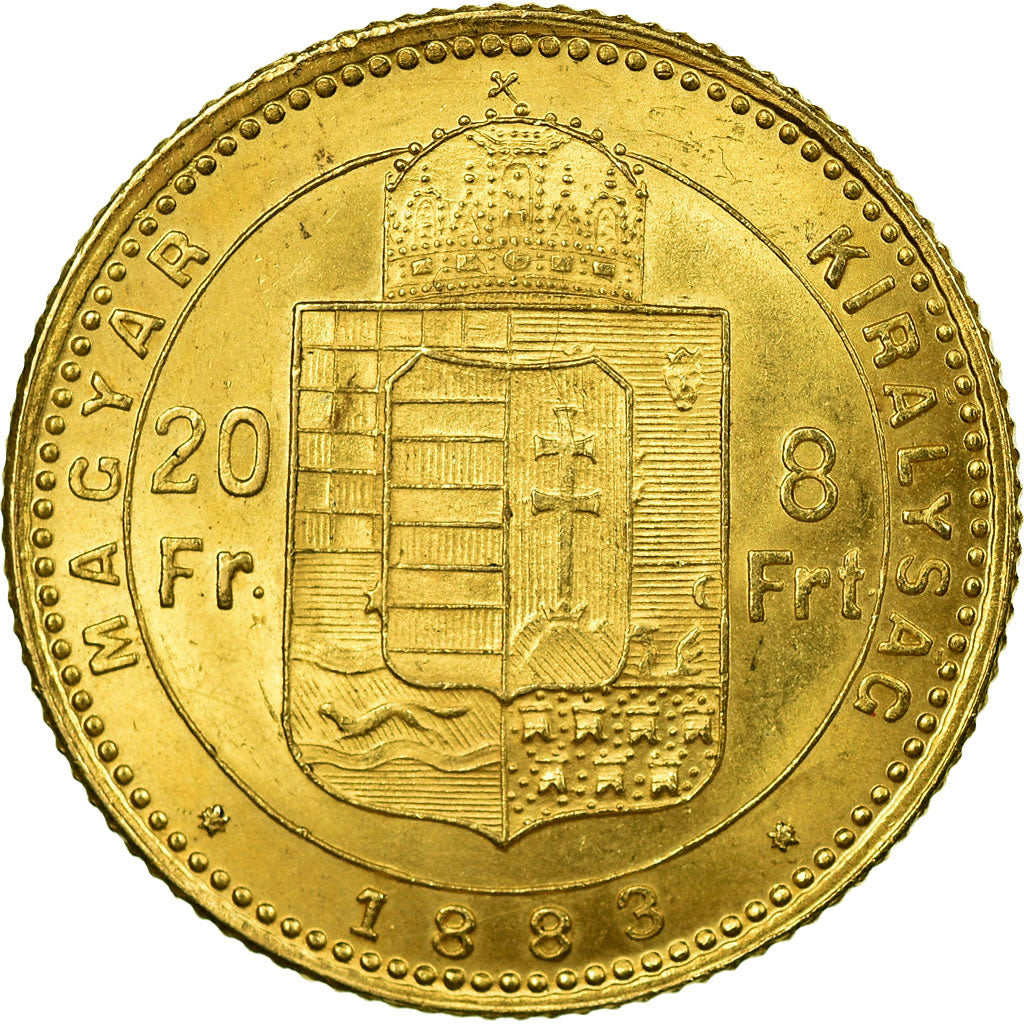Münze, Ungarn, Franz Joseph I, 8 Forint 20 Francs, 1883, Kormoczbanya, VZ