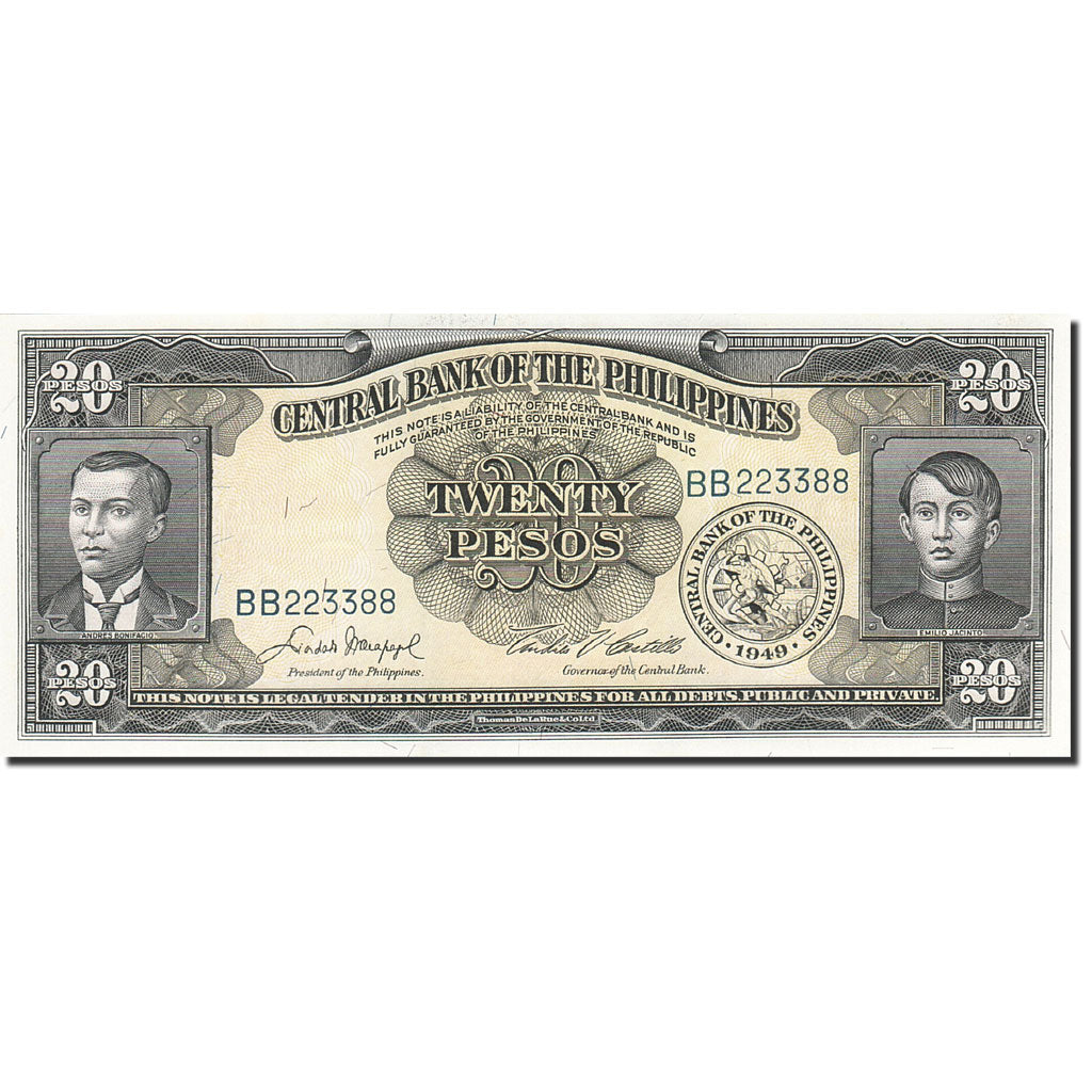 Banknote, Philippines, 20 Pesos, 1949, Undated, KM:137d, UNC(65-70)