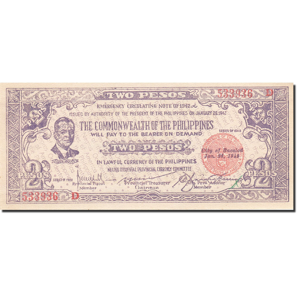Geldschein, Philippinen, 2 Pesos, 1942, 1942, KM:S647A, UNZ-