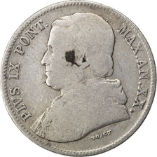 ITALIAN STATES, 20 Baiocchi, 1865, Roma, KM #1360a, F(12-15), Silver, 5.20