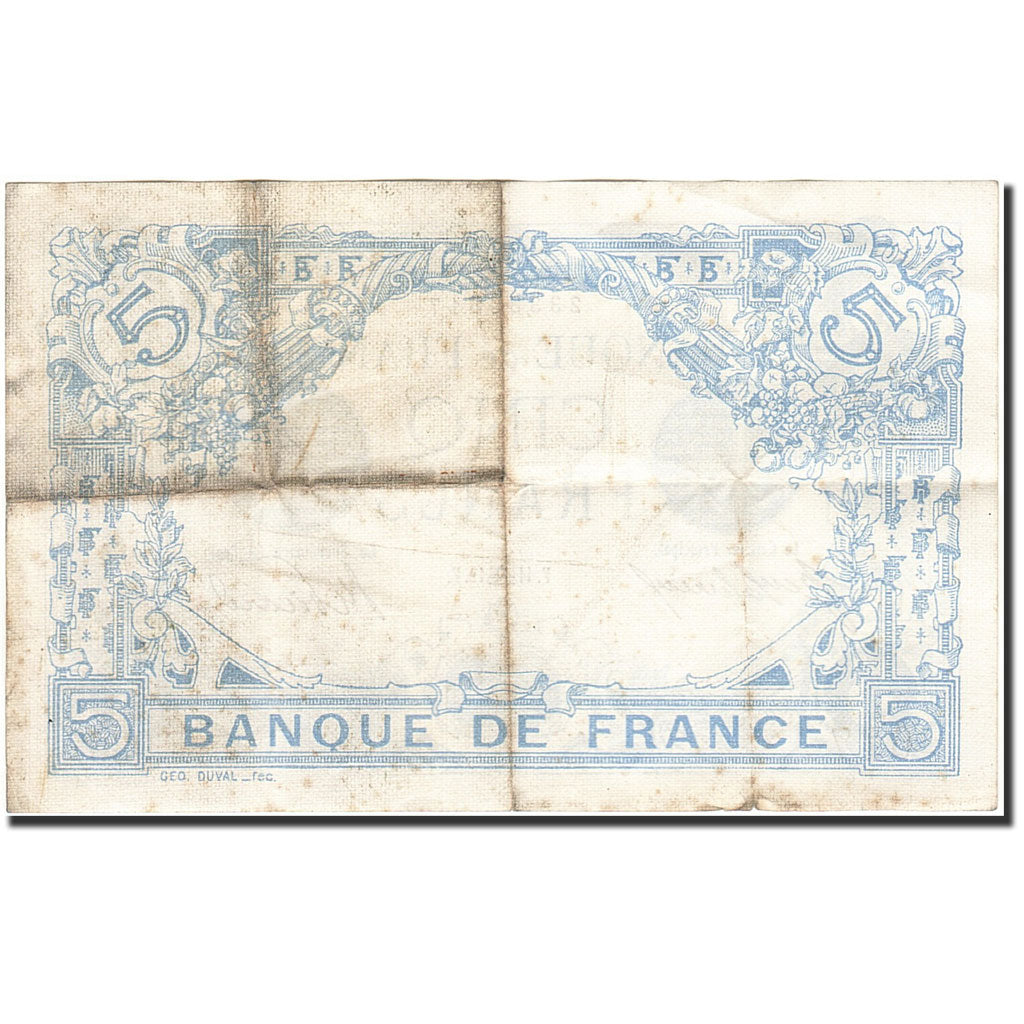 Banknote, France, 5 Francs, 1905, 1912-09-11, VF(20-25), Fayette:2.9, KM:70