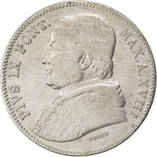 ITALIAN STATES, 20 Baiocchi, 1863, Roma, KM #1360, VF(20-25), Silver, 5.56