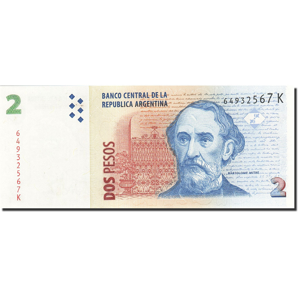 Banknote, Argentina, 2 Pesos, 1997-2000, Undated (1997-2002), KM:346, UNC(65-70)
