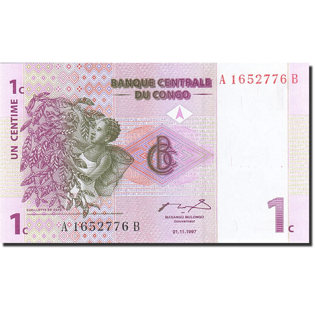 Banknote, Congo Democratic Republic, 1 Centime, 1997, 1997-11-01, KM:80a