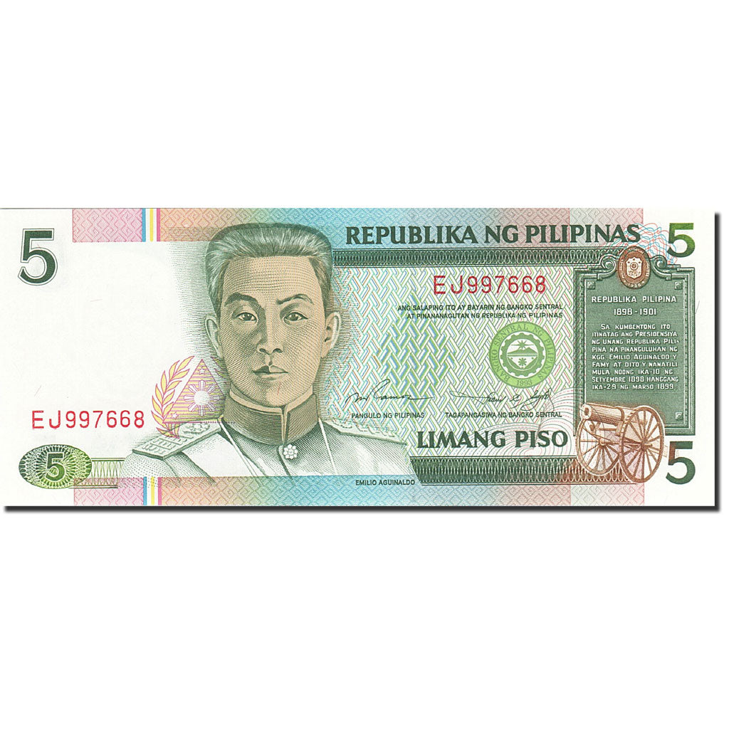 Geldschein, Philippinen, 5 Piso, 1998-1999, Undated (1995), KM:180, UNZ