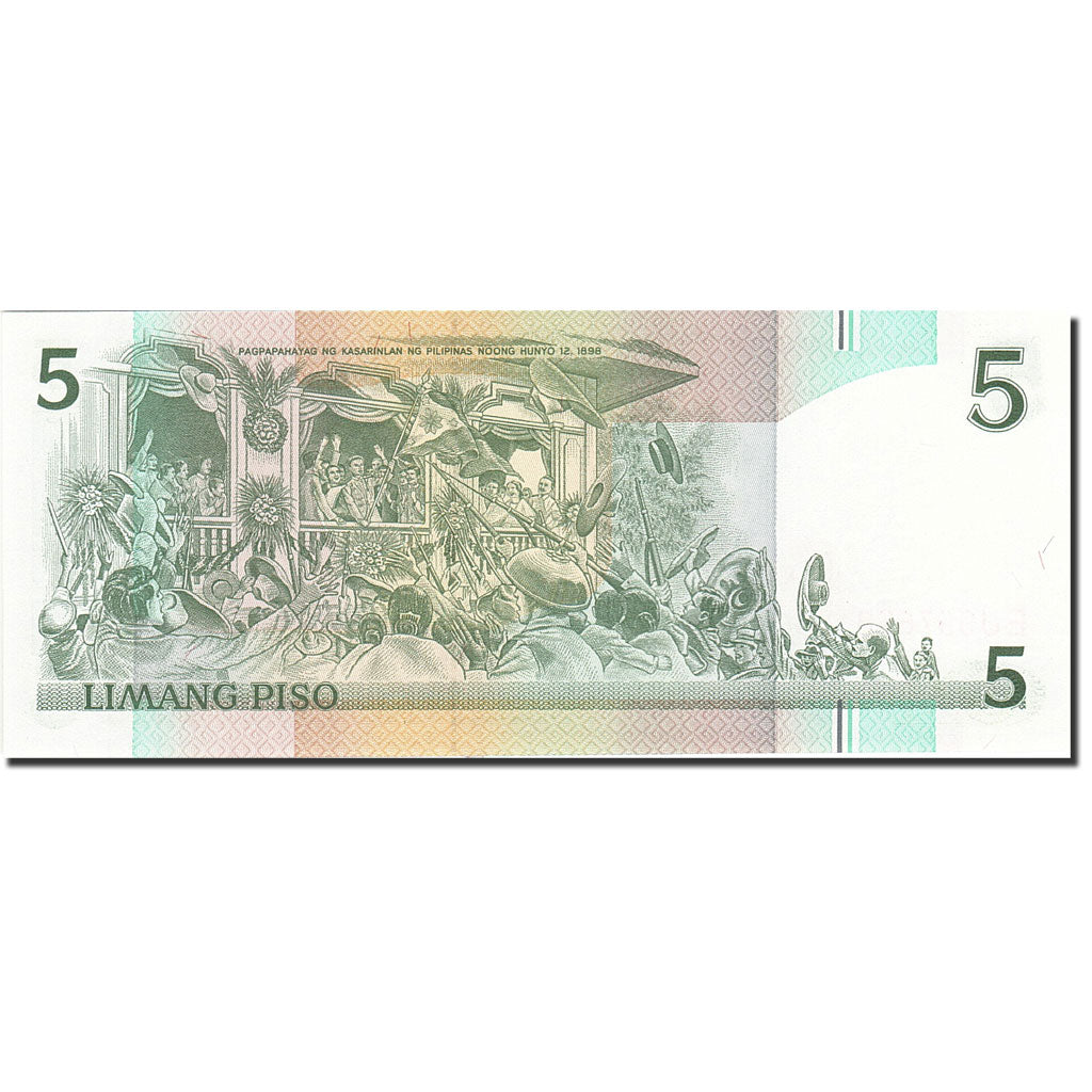 Geldschein, Philippinen, 5 Piso, 1998-1999, Undated (1995), KM:180, UNZ