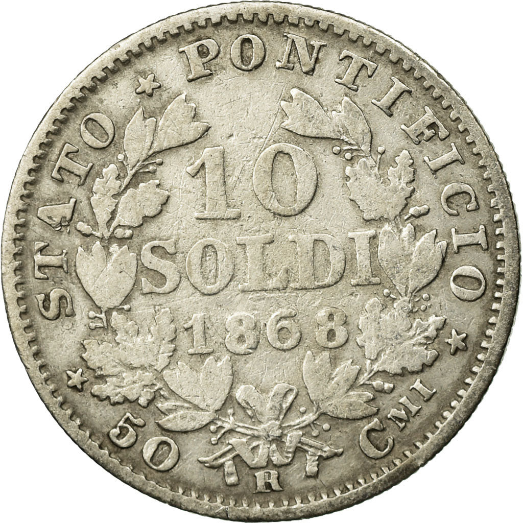 Coin, ITALIAN STATES, PAPAL STATES, Pius IX, 10 Soldi, 50 Centesimi, 1868, Roma