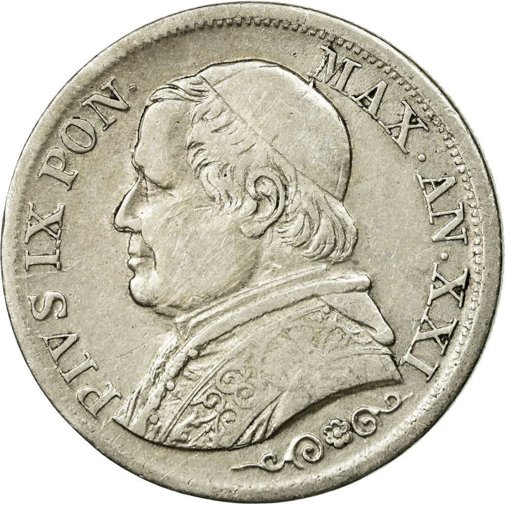 Coin, ITALIAN STATES, PAPAL STATES, Pius IX, Lira, 1866, Roma, EF(40-45)