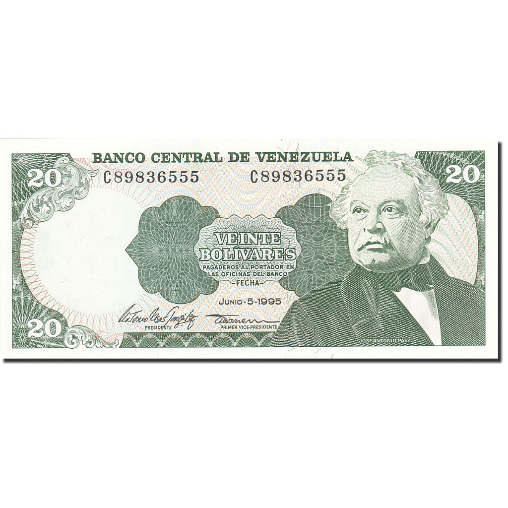 Banknote, Venezuela, 20 Bolivares, 1980-1981, 1995-06-05, KM:63e, UNC(65-70)