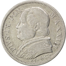 ITALIAN STATES, Lira, 1868, Roma, KM #1387, EF(40-45), Silver, 4.86