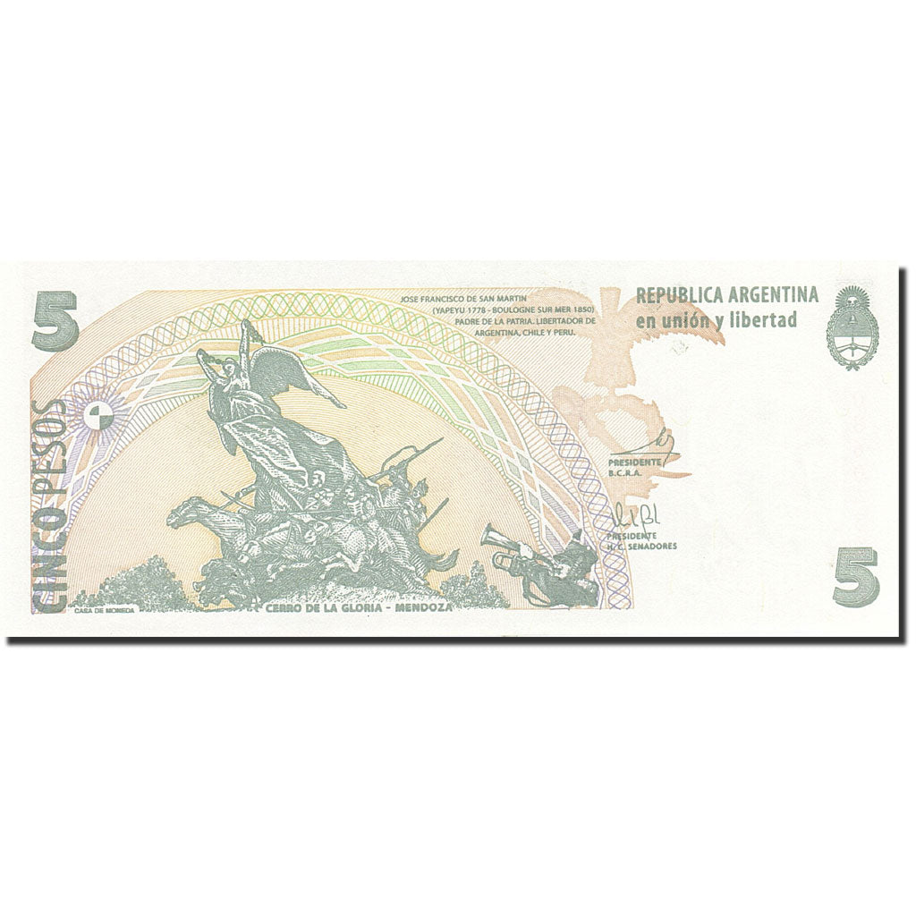 Banconote, Argentina, 5 Pesos, 1997-2000, KM:347, Undated (1998-2003), FDS