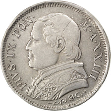 Munten, Italiaanse staten, PAPAL STATES, Pius IX, Lira, 1868, Roma, ZF+, Zilver