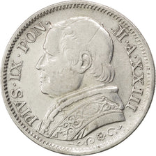 ITALIAN STATES, Lira, 1868, Roma, KM #1387, EF(40-45), Silver, 4.94
