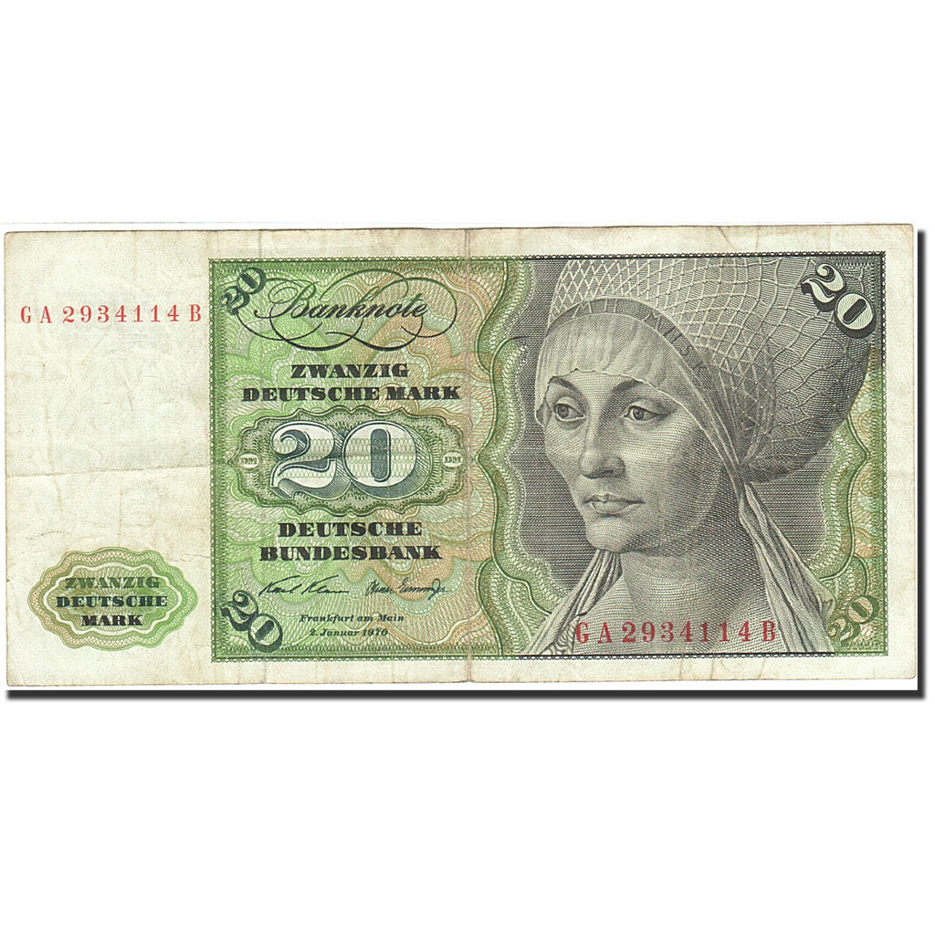 Banknote, GERMANY - FEDERAL REPUBLIC, 20 Deutsche Mark, 1970-1980, 1970-01-02