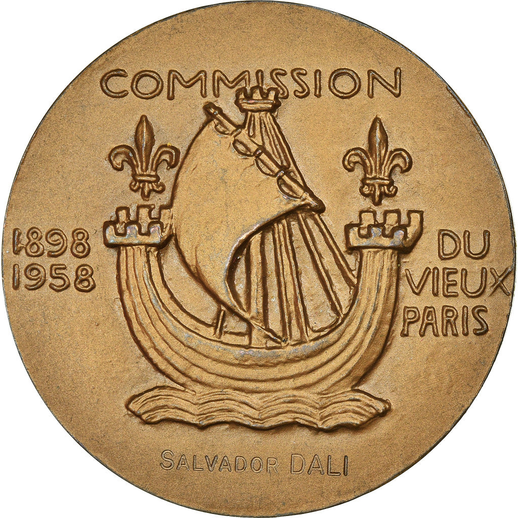 Francia, medalla, Commission du Vieux Paris, Salvador Dali, 1958, Dropsy, EBC+