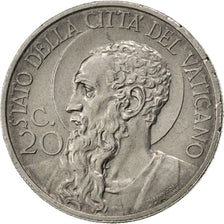 VATICAN CITY, 20 Centesimi, 1931, KM #3, AU(55-58), Nickel, 3.96