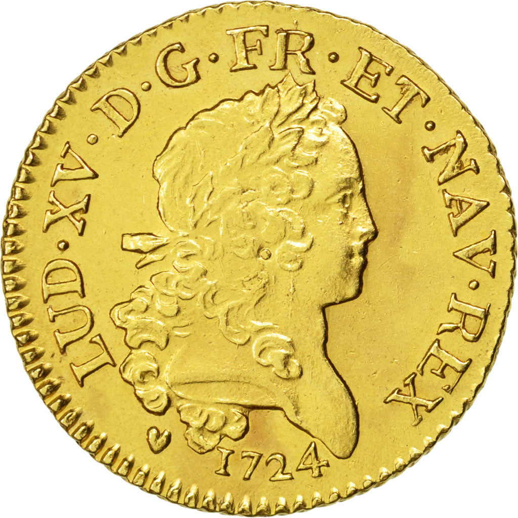 Louis XV, Louis d'or Mirliton grandes palmes 1724 G Poitiers, KM 470.7