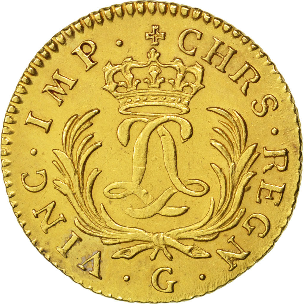 Louis XV, Louis d'or Mirliton grandes palmes 1724 G Poitiers, KM 470.7
