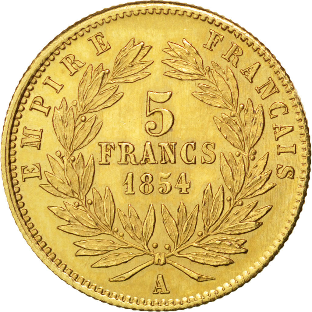 France, Napoleon III, 5 Francs, 1854 A, Or, KM:783, PCGS MS64+