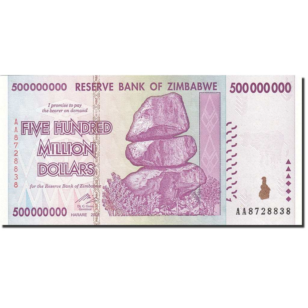 Zimbabwe, 500 Million Dollars, 2008, KM:82, 2008-12-12, UNC(65-70)