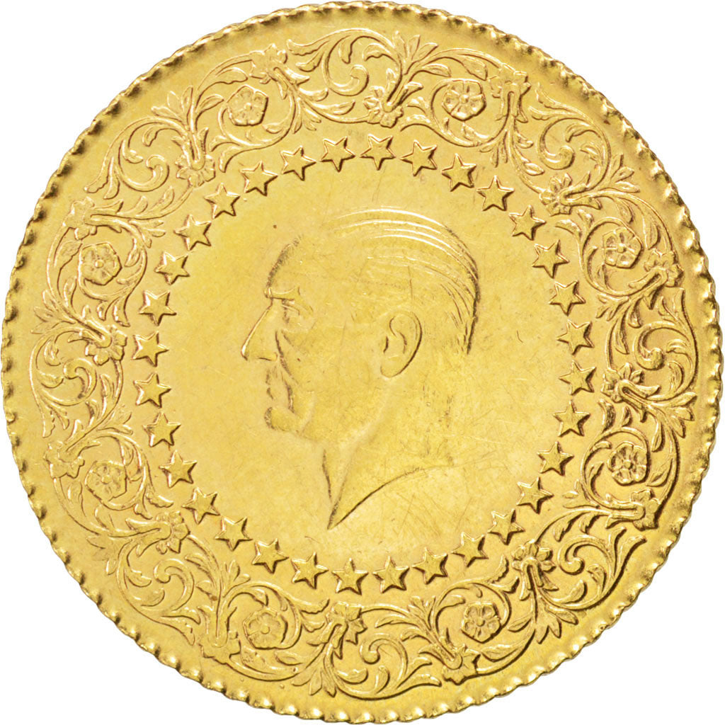 TURKEY, 50 Kurush, 1971, KM #871, EF(40-45), Gold, 3.50