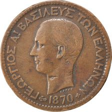 GREECE, 10 Lepta, 1870, Strassburg, KM #43, VF(20-25), Copper, 9.65