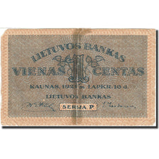 Lithuania, 1 Centas, 1922, 1922-11-16, KM:7a, B+