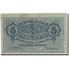Lithuania, 5 Centai, 1922, KM:9a, 1922-11-16, S+