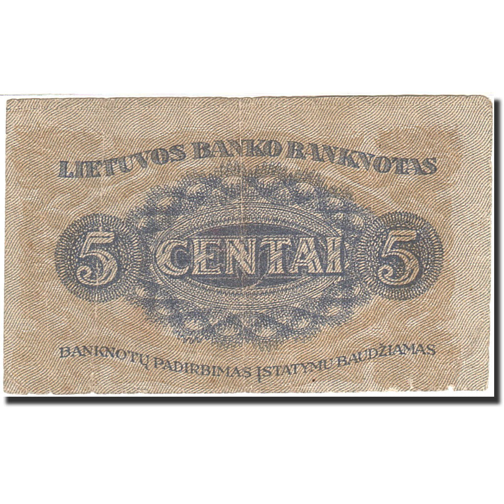 Lithuania, 5 Centai, 1922, 1922-11-16, KM:9a, VF(30-35)