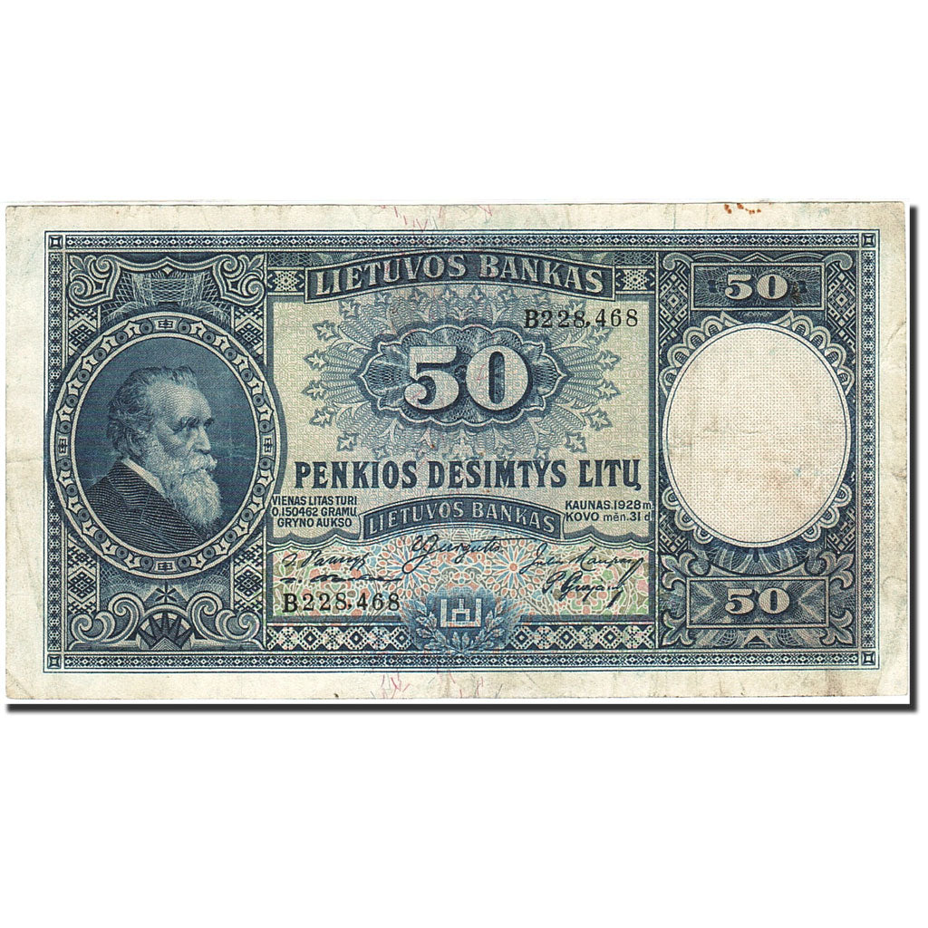 Lithuania, 50 Litu, 1927-1928, 1928-03-31, KM:24a, EF(40-45)