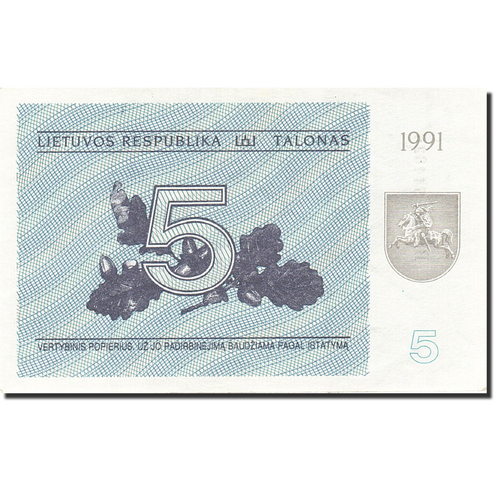 Lithuania, 5 (Talonas), 1991, KM:34b, 1991, VZ+