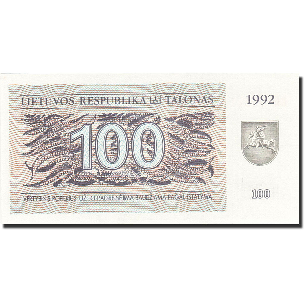 Banknote, Lithuania, 100 (Talonas), 1992, 1992, KM:42, UNC(65-70)