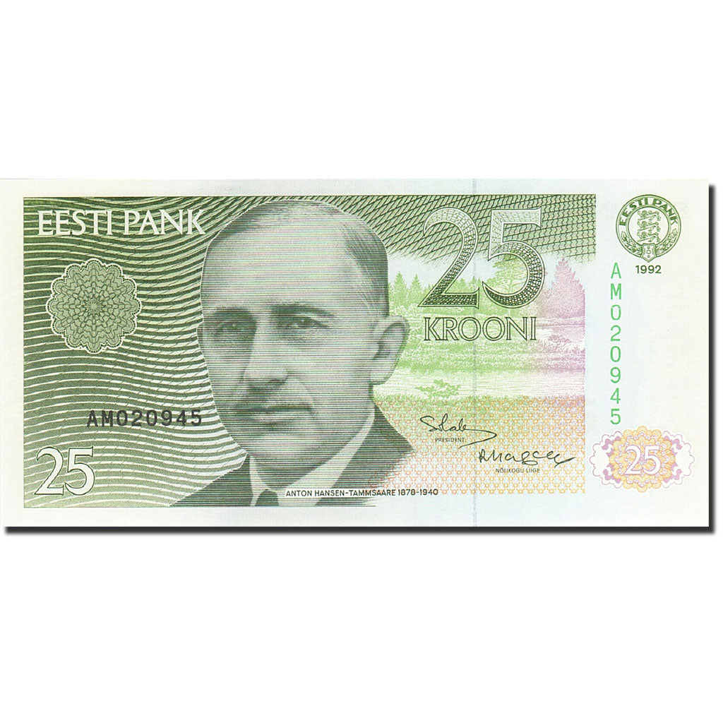 Estonia, 25 Krooni, 1991-1992, 1992, KM:73b, UNC(65-70)