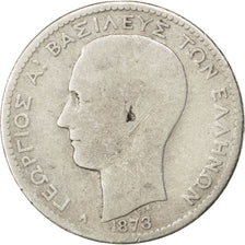 GREECE, Drachma, 1873, Paris, KM #38, VG(8-10), Silver, 4.66