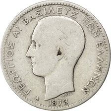 GREECE, Drachma, 1873, Paris, KM #38, F(12-15), Silver, 4.77