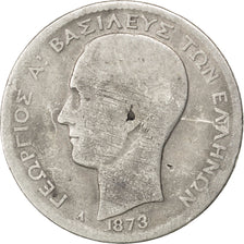 GREECE, Drachma, 1873, Paris, KM #38, VG(8-10), Silver, 4.65