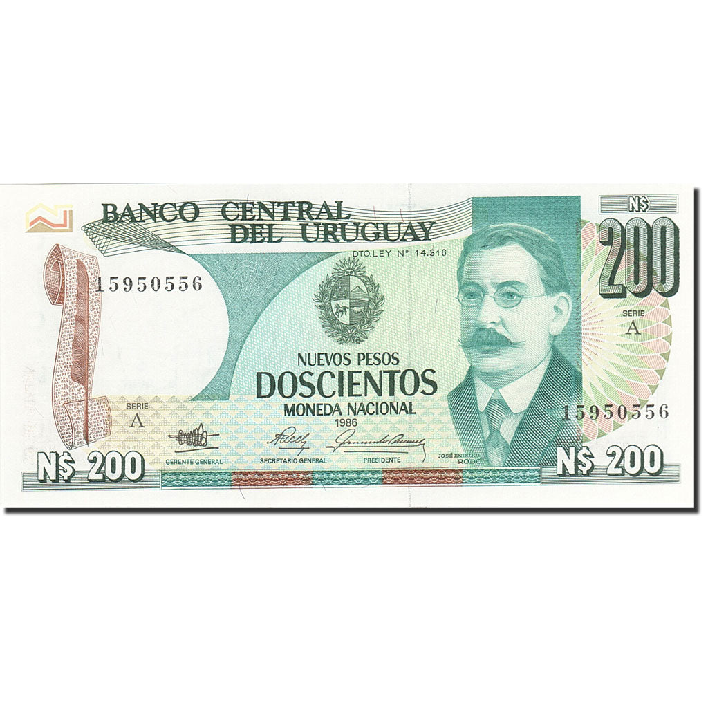 Banknote, Uruguay, 200 Nuevos Pesos, 1986-1987, 1986, KM:66a, UNC(65-70)