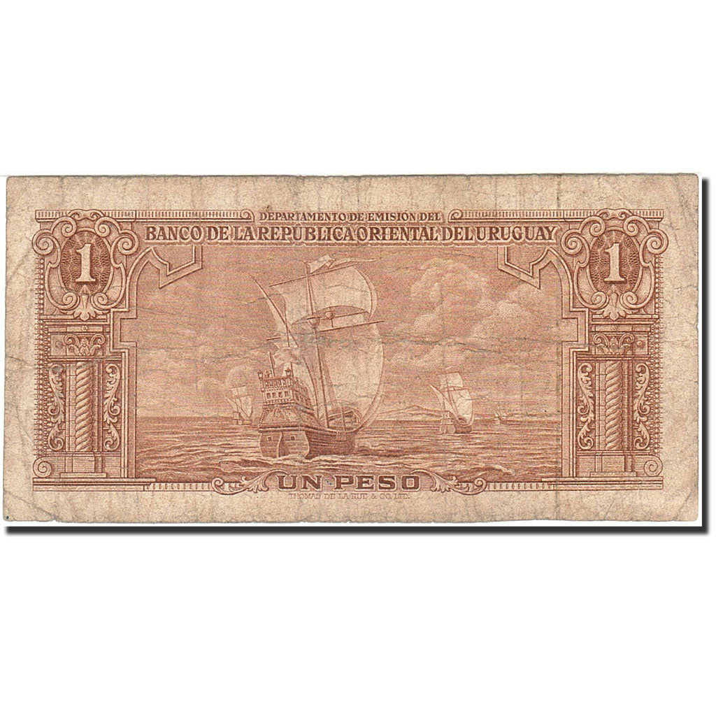 Banknote, Uruguay, 1 Peso, 1939-1966, Undated (1939), KM:35c, VF(20-25)