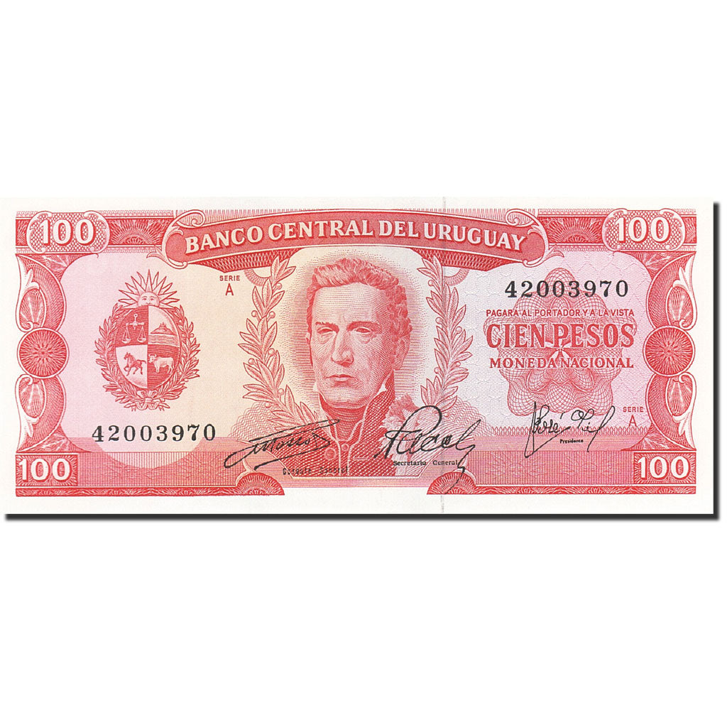 Banknote, Uruguay, 100 Pesos, 1967, Undated (1967), KM:47a, UNC(65-70)