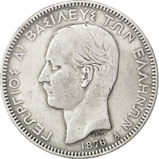 GREECE, 5 Drachmai, 1876, Paris, KM #46, VF(20-25), Silver, 24.90