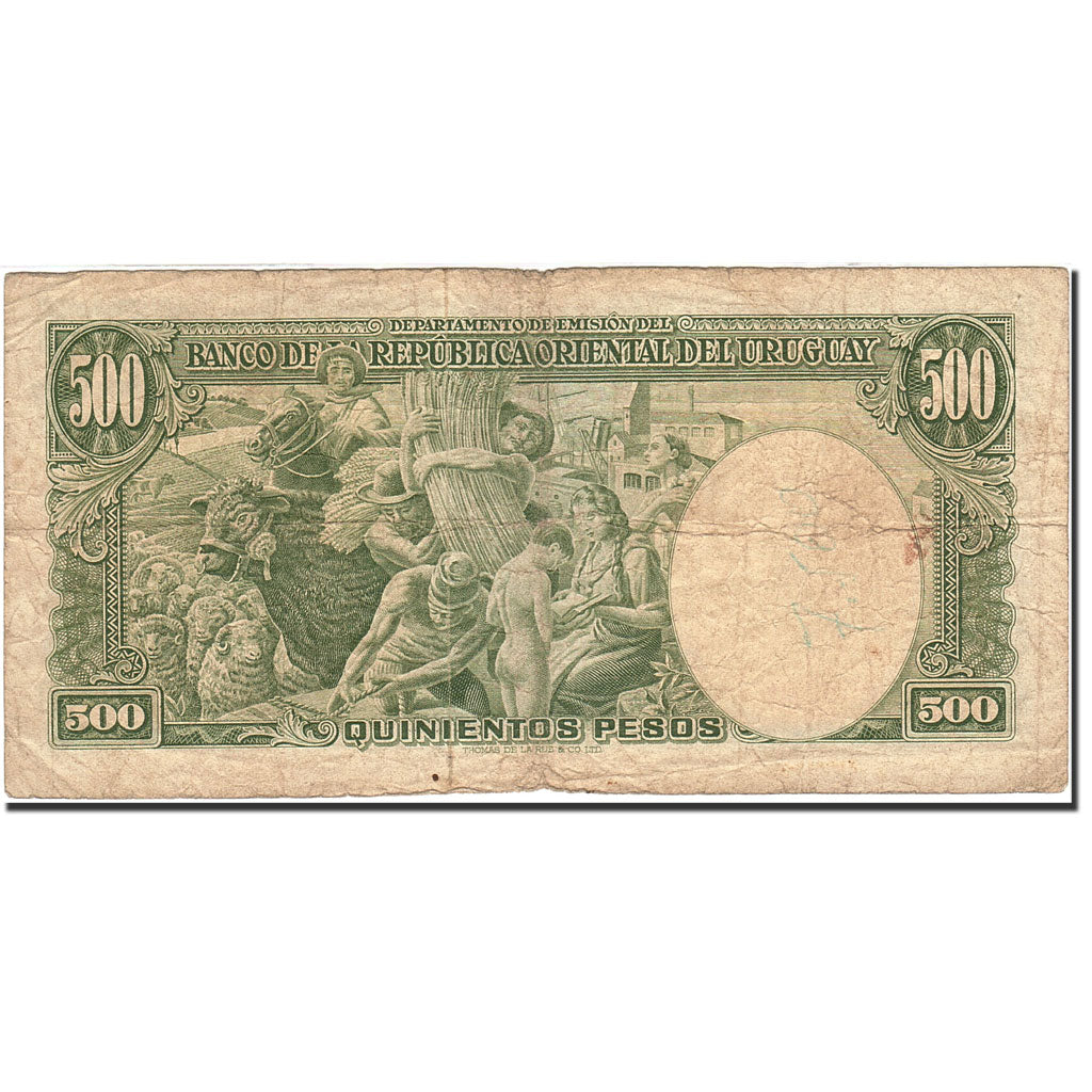 Uruguay, 500 Pesos, 1967, KM:44a, 1939-01-02, VF(20-25)