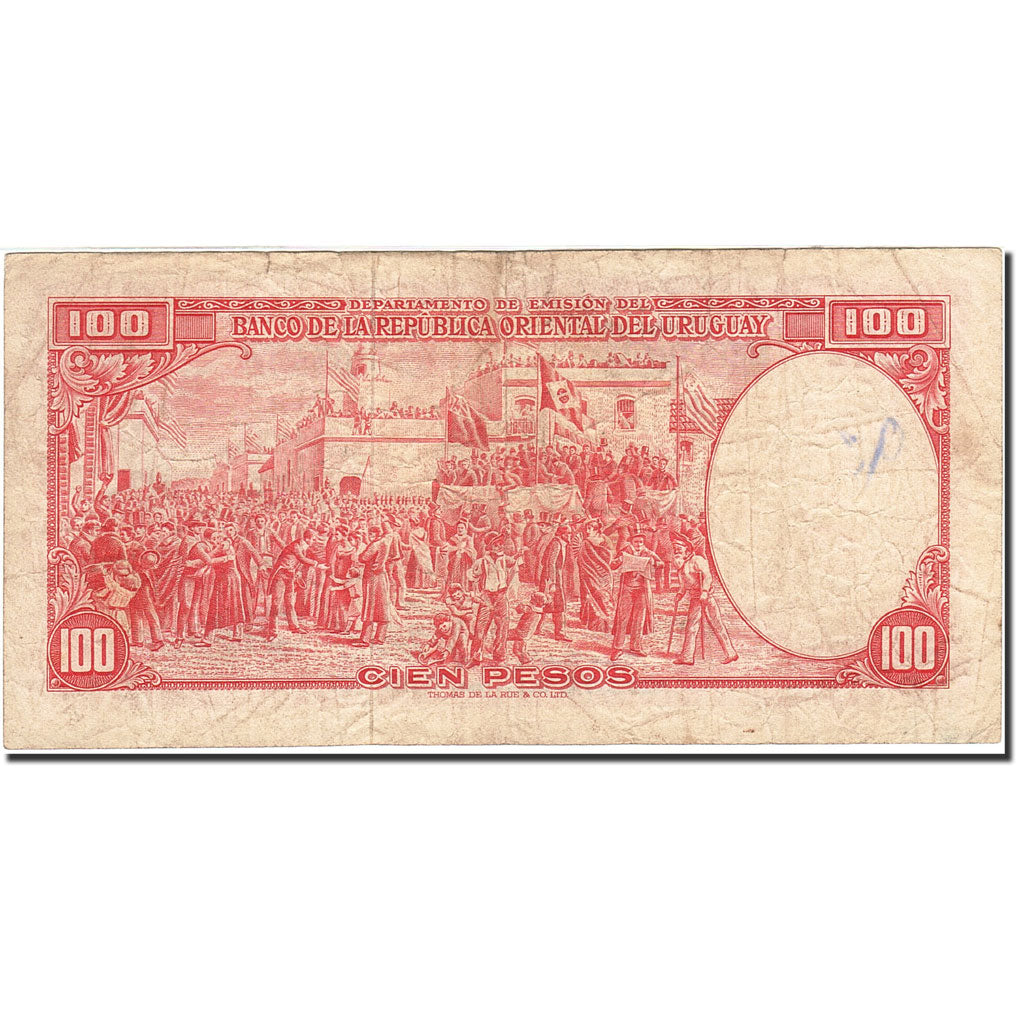 Uruguay, 100 Pesos, 1967, KM:43b, 1967, VF(20-25)