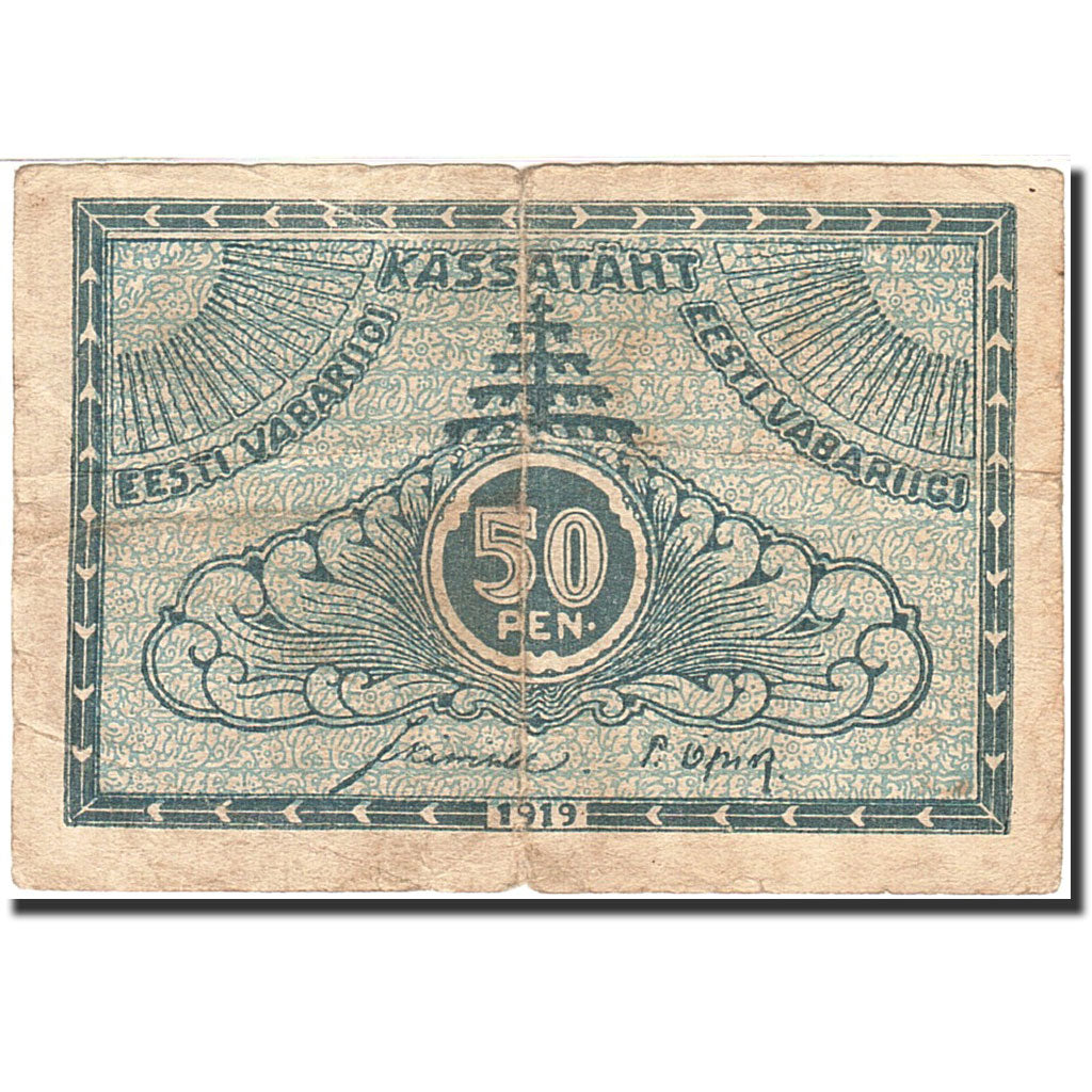 Estonia, 50 Penni, 1919-1920, 1919, KM:42a, VF(20-25)