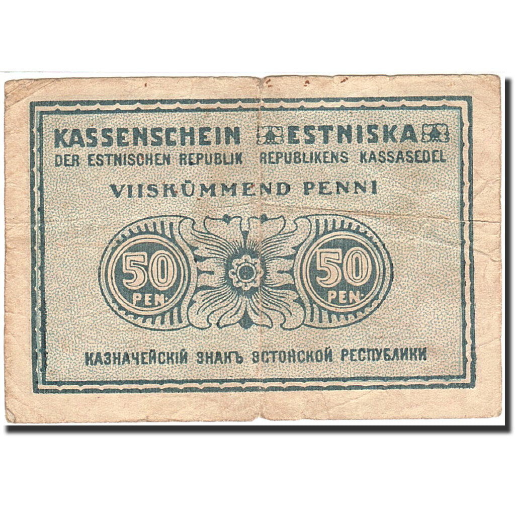 Estonia, 50 Penni, 1919-1920, 1919, KM:42a, VF(20-25)